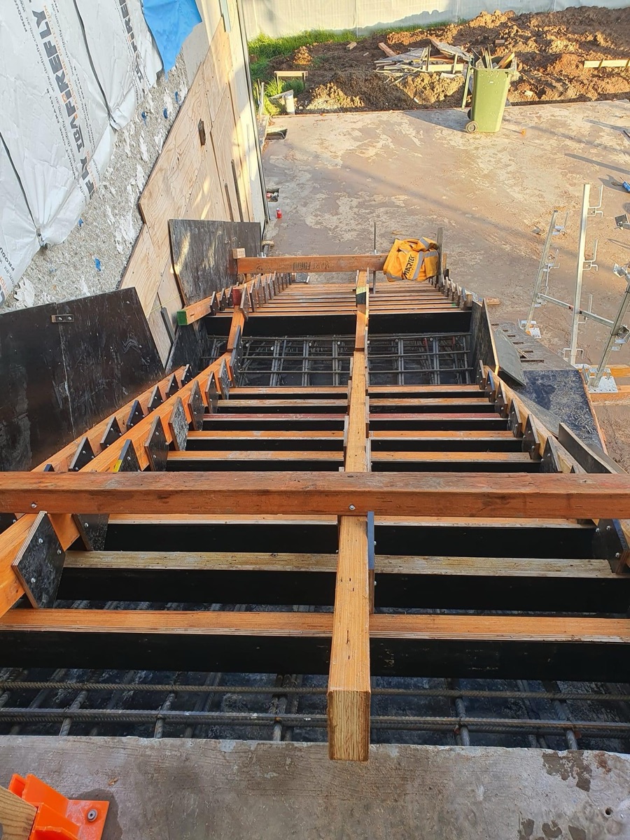 Stairwell reinforcement and formwork